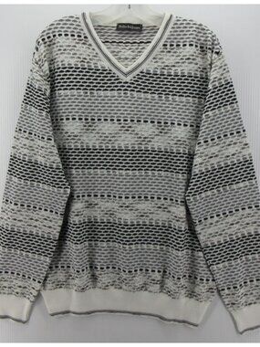 Bullock & Jones Sweater XL Pullover abstract striped Textured Italy 56